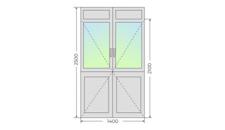 Алюминиевая входная двухстворчатая дверь 1400х2500 - фото - 4